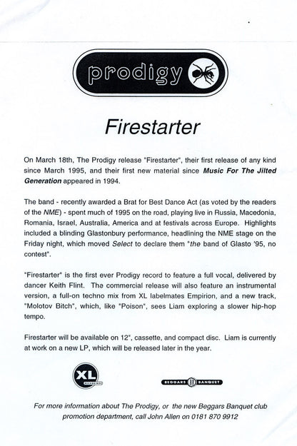 Prodigy* : Firestarter (12", Promo)