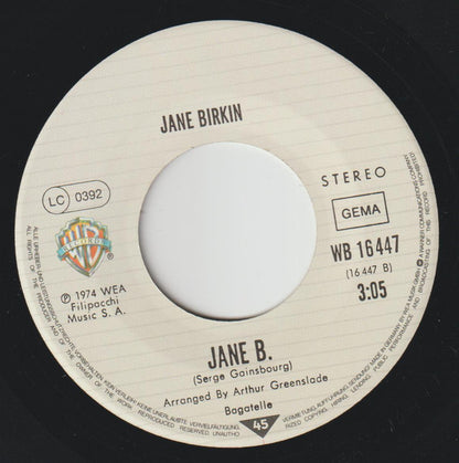 Jane Birkin Avec Serge Gainsbourg : Je T'aime... Moi Non Plus (7", Single, RE)