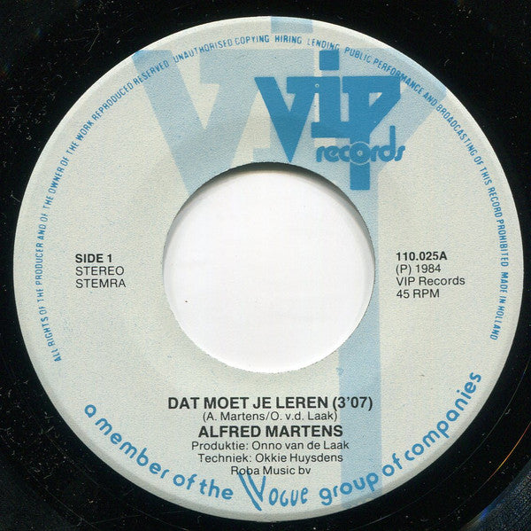 Alfred Martens : Dat Moet Je Leren (7", Single)