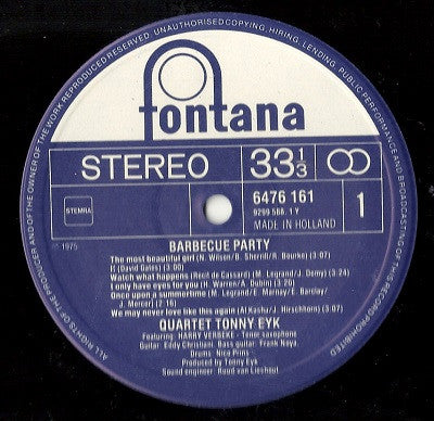 Tonny Eyk Quartet : Barbecue Party (LP, Comp)
