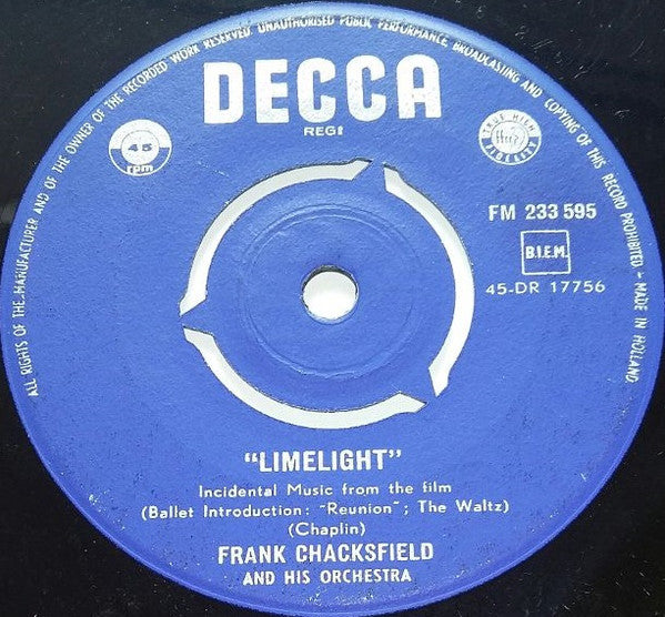 Frank Chacksfield & His Orchestra : Terry's Theme From "Limelight" (7", RE)