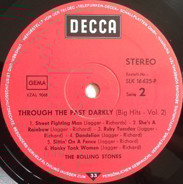 The Rolling Stones : Through The Past, Darkly (Big Hits Vol. 2) (LP, Comp, RE, Gat)