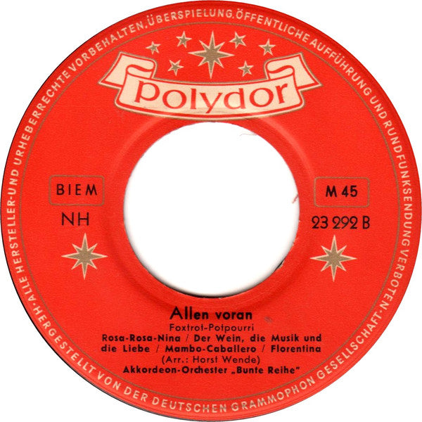 Akkordeon-Orchester "Bunte Reihe" : Allen Voran  (7", Mono)