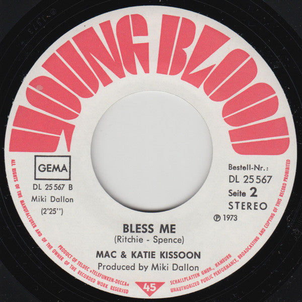 Mac And Katie Kissoon : Change It All / Bless Me (7", Single)