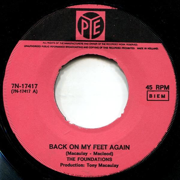 The Foundations : Back On My Feet Again  (7", Single)