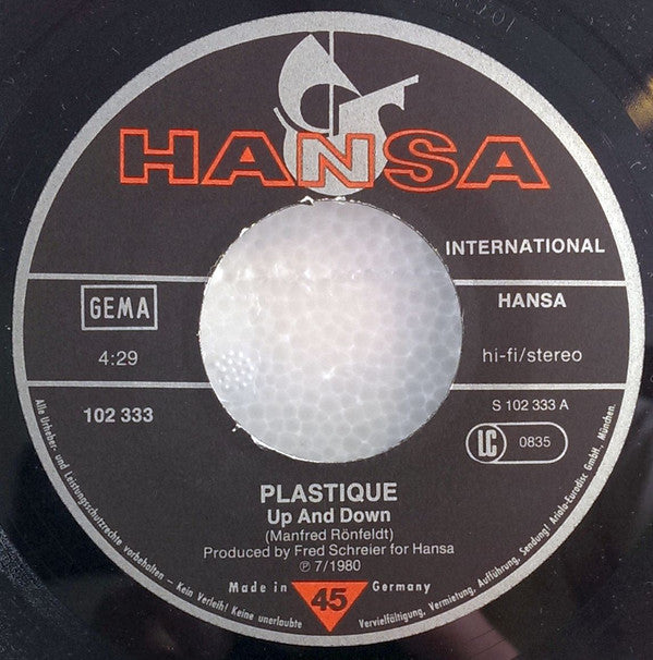 Plastique (3) : Up And Down / A Heart Will Break Tonight (7", Single)