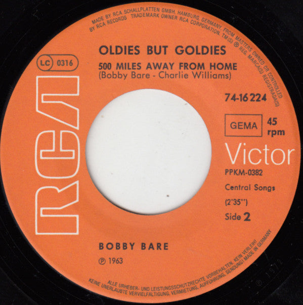 Bobby Bare : Detroit City (7", Single, Mono, RE)