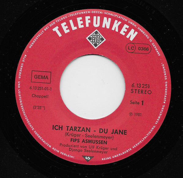 Fips Asmussen : Ich Tarzan - Du Jane (7", Single)