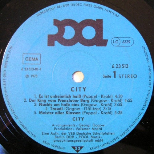 City (3) : City (LP, Album, RE)