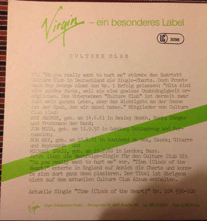 Culture Club : Time (Clock Of The Heart) (7", Single)