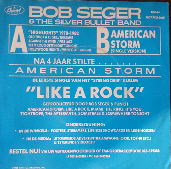Bob Seger And The Silver Bullet Band : American Storm (7", Single, Promo)