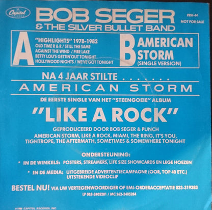 Bob Seger And The Silver Bullet Band : American Storm (7", Single, Promo)
