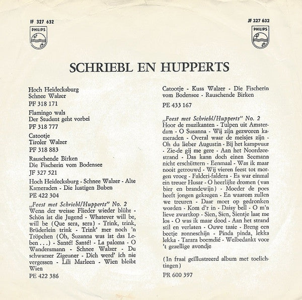 Harmonica Duo K. Schriebl / J. Hupperts : Met Schriebl En Hupperts Langs De Rijn (7")