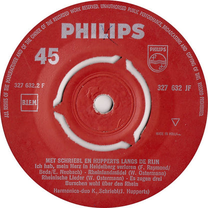 Harmonica Duo K. Schriebl / J. Hupperts : Met Schriebl En Hupperts Langs De Rijn (7")