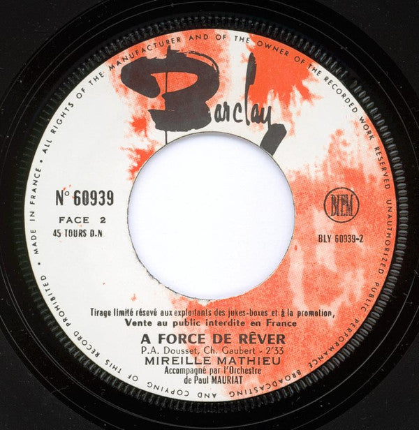 Mireille Mathieu : L'amour Est Passé (7", Jukebox, Ltd, Promo)