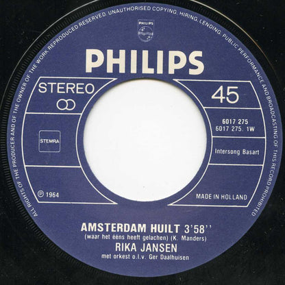 Rika Jansen : Amsterdam Huilt / M'n Wiegie Was Een Stijfselkissie (7", Single)