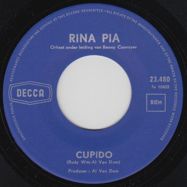 Rina Pia : Het Lied Van De Puszta / Cupido (7", Single, Mono)