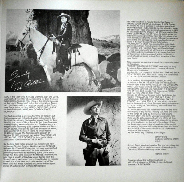 Tex Ritter : The Singing Cowboy (2xLP, Comp)