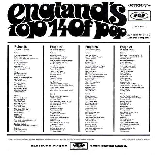 Various : England's Top 14 Of Pop, 21. Folge (LP, Comp)