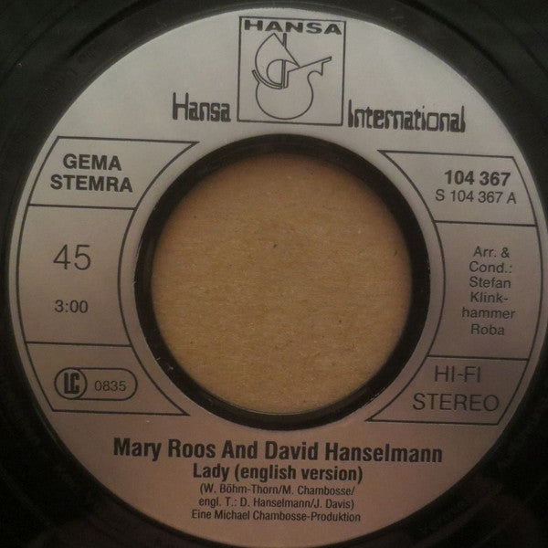 Mary Roos and David Hanselmann : Lady (English Version) (7", Single)