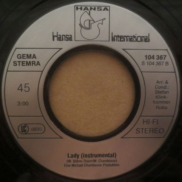 Mary Roos and David Hanselmann : Lady (English Version) (7", Single)