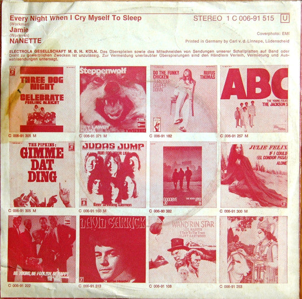 Nanette Workman : Every Night When I Cry Myself To Sleep (7", Single)