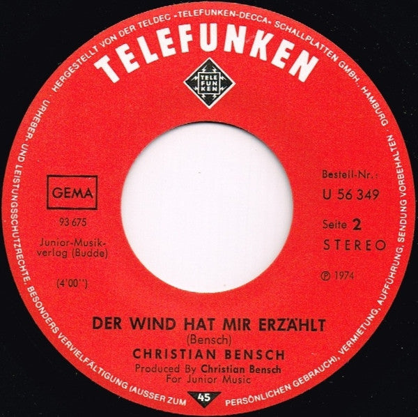 Christian Bensch : Oh, Mama - Mamutschka (7", Single)