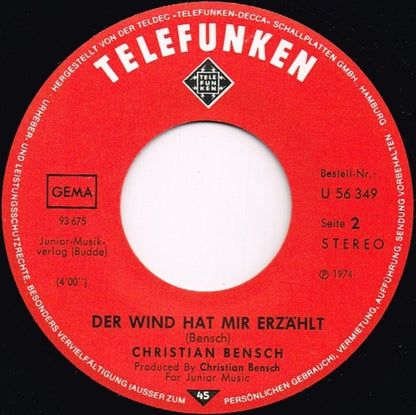 Christian Bensch : Oh, Mama - Mamutschka (7", Single)