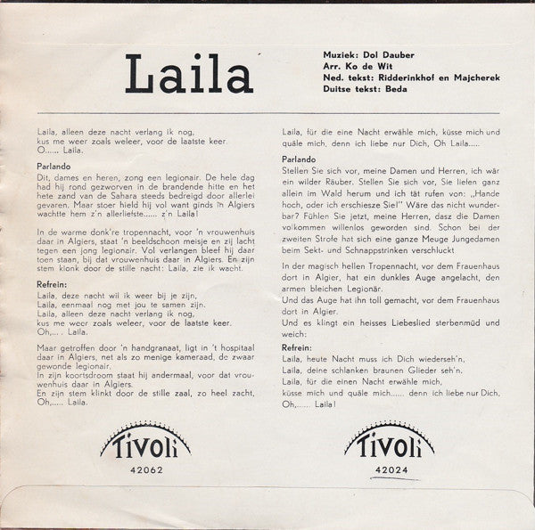 Die Regento Stars : Laila (7", Single, Mono)