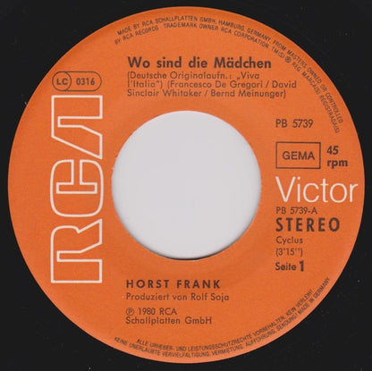 Horst Frank : Wo Sind Die Mädchen (7", Single)