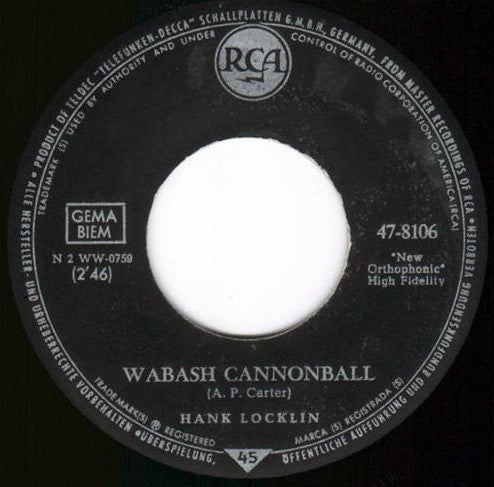 Hank Locklin : Wabash Cannonball / Once More (7", Single)