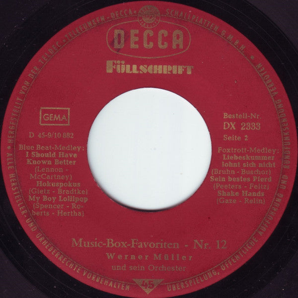 Werner Müller Und Sein Orchester : Music-Box-Favoriten Nr. 12 (7", EP)