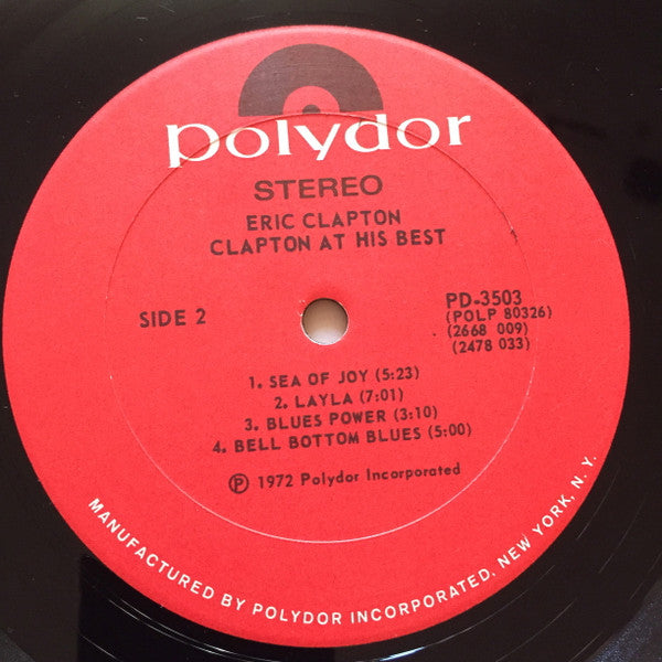 Eric Clapton : At His Best (2xLP, Comp, PRC)