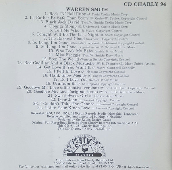 Warren Smith (3) : So Long I'm Gone (CD, Comp)