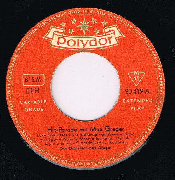 Max Greger Und Sein Orchester : Hit-Parade Mit Max Greger (7", EP, Mono)