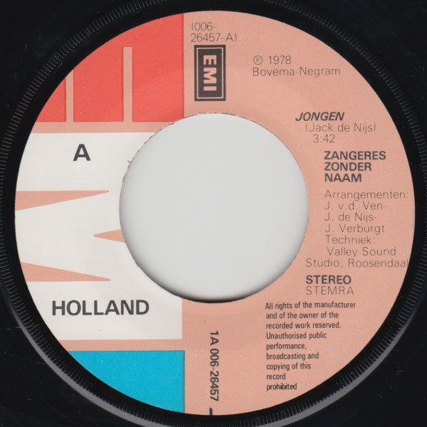 Zangeres Zonder Naam : Jongen (7")