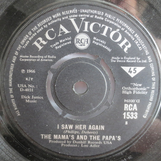 The Mamas & The Papas : I Saw Her Again (7", Single)