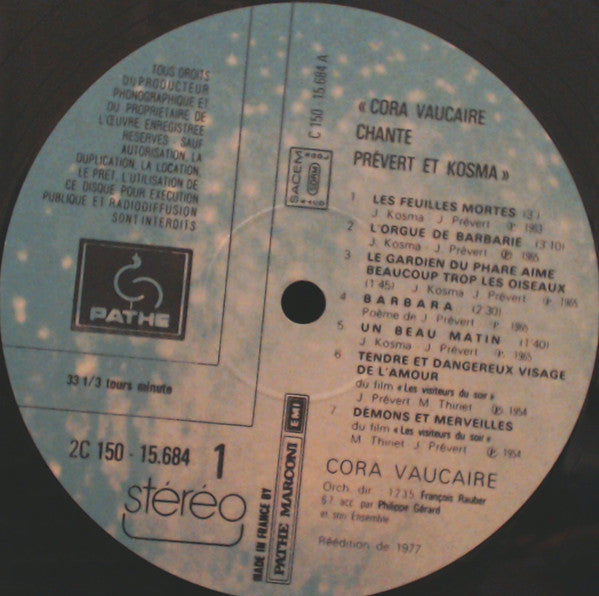 Cora Vaucaire : Cora Vaucaire (2xLP, Comp)