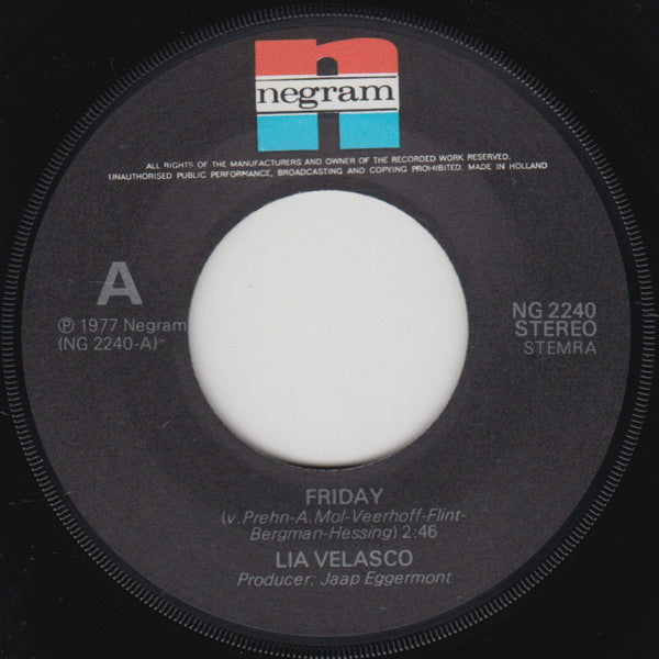 Lia Velasco : Friday (7", Single)