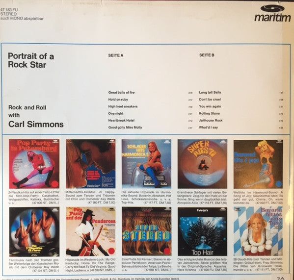 Carl Simmons (2) : Portrait Of A Rock Star. Rock And Roll With Carl Simmons (LP, Album)