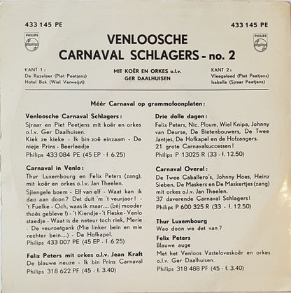 Piet Peetjens, Wiel Verweijst, Sjraar Peetjens : Venloosche Carnaval Schlagers -2  (7", EP)