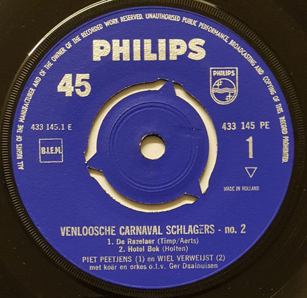 Piet Peetjens, Wiel Verweijst, Sjraar Peetjens : Venloosche Carnaval Schlagers -2  (7", EP)