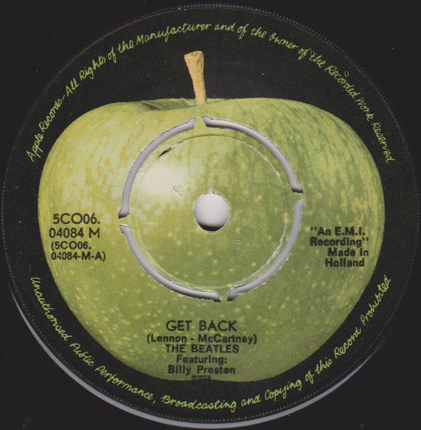 The Beatles Featuring Billy Preston : Get Back / Don't Let Me Down (7", Single, RP)