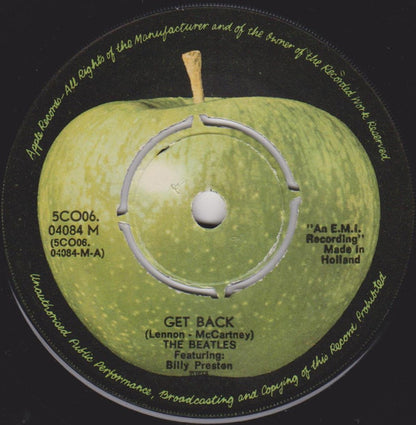 The Beatles Featuring Billy Preston : Get Back / Don't Let Me Down (7", Single, RP)