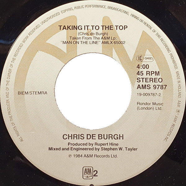 Chris de Burgh : The Head And The Heart (7", Single)