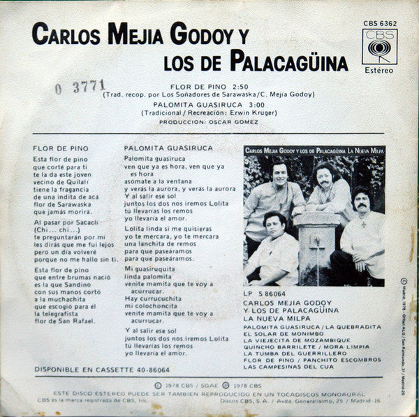 Carlos Mejía Godoy y Los De Palacagüina : Flor De Pino (7")