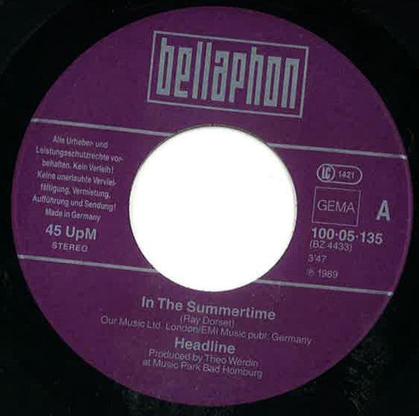 Headline (3) : In The Summertime (7", Single)