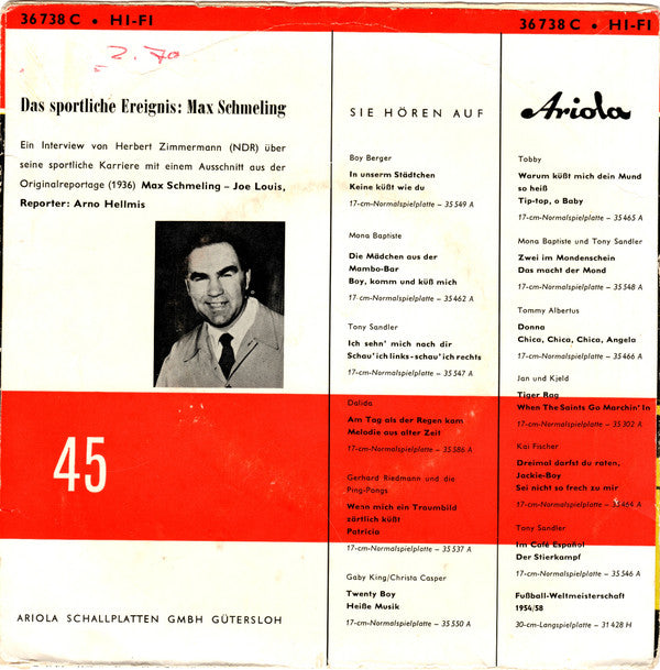 Herbert Zimmermann (3) : Das Sportliche Ereignis: Max Schmeling (7", Single)