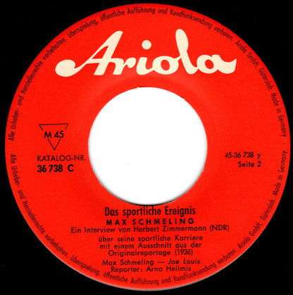 Herbert Zimmermann (3) : Das Sportliche Ereignis: Max Schmeling (7", Single)