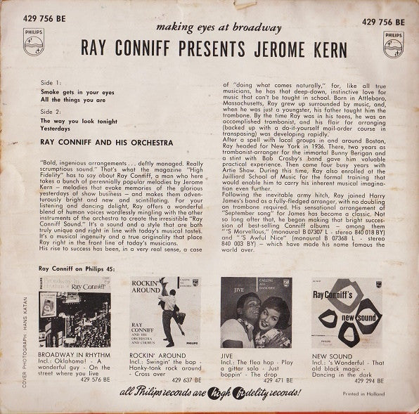 Ray Conniff Presents Jerome Kern : Making Eyes At Broadway (7", EP, Mono)